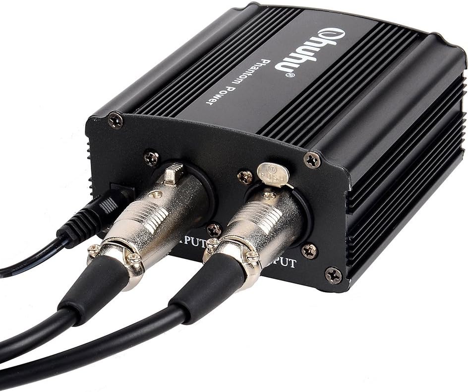 Ohuhu 1-Channel 48V Phantom Power Supply with Adapter and XLR Extension Cable