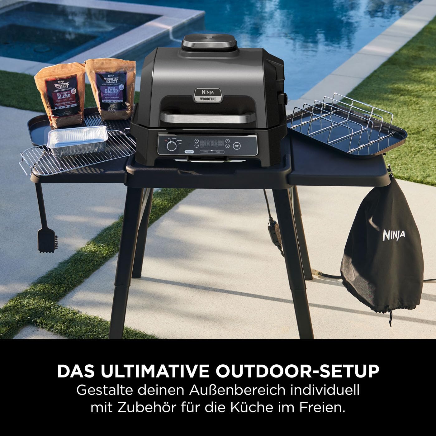 Ninja Woodfire XL flache Grillplatte, kompatibel mit Ninja Woodfire XL BBQ Grill OG850/OG901, offizielles Zubehör, antihaftbeschichtet, Schwarz XSKOGXLFPLTEU