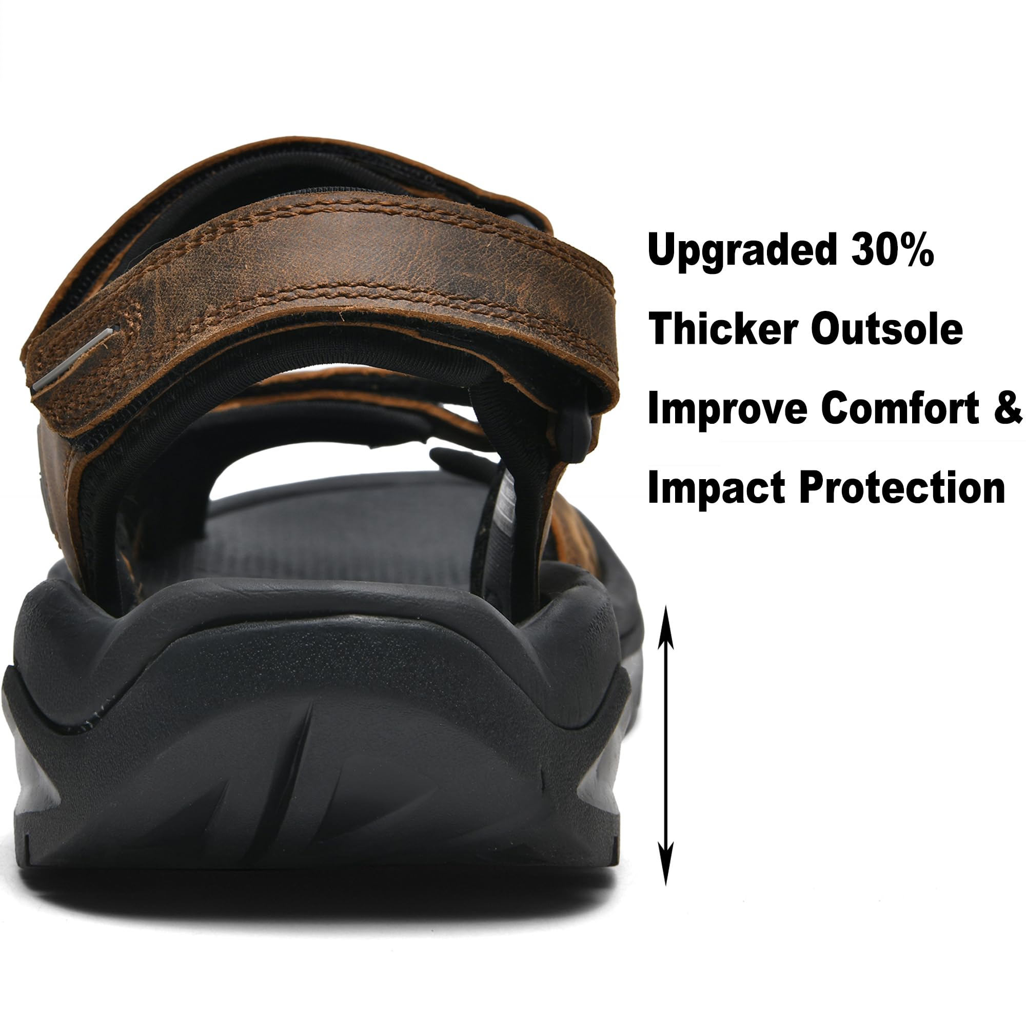 Men's Leather Athletic Sandals Hiking Shoes EVA Cushion Foam Midsole With Arch support Rugged Durabrasion Rubber Outsole — view 5