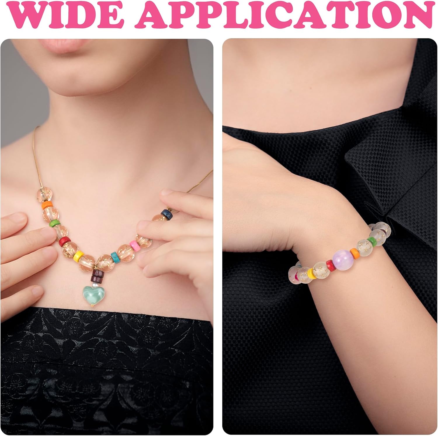 500pcs Wooden Beads for Crafts, Round Large Hole Natural Wood Hair Bead, Colorful Wooden Spacer Beads for Necklace Bracelet DIY Craft Handmade Decor - Image 4