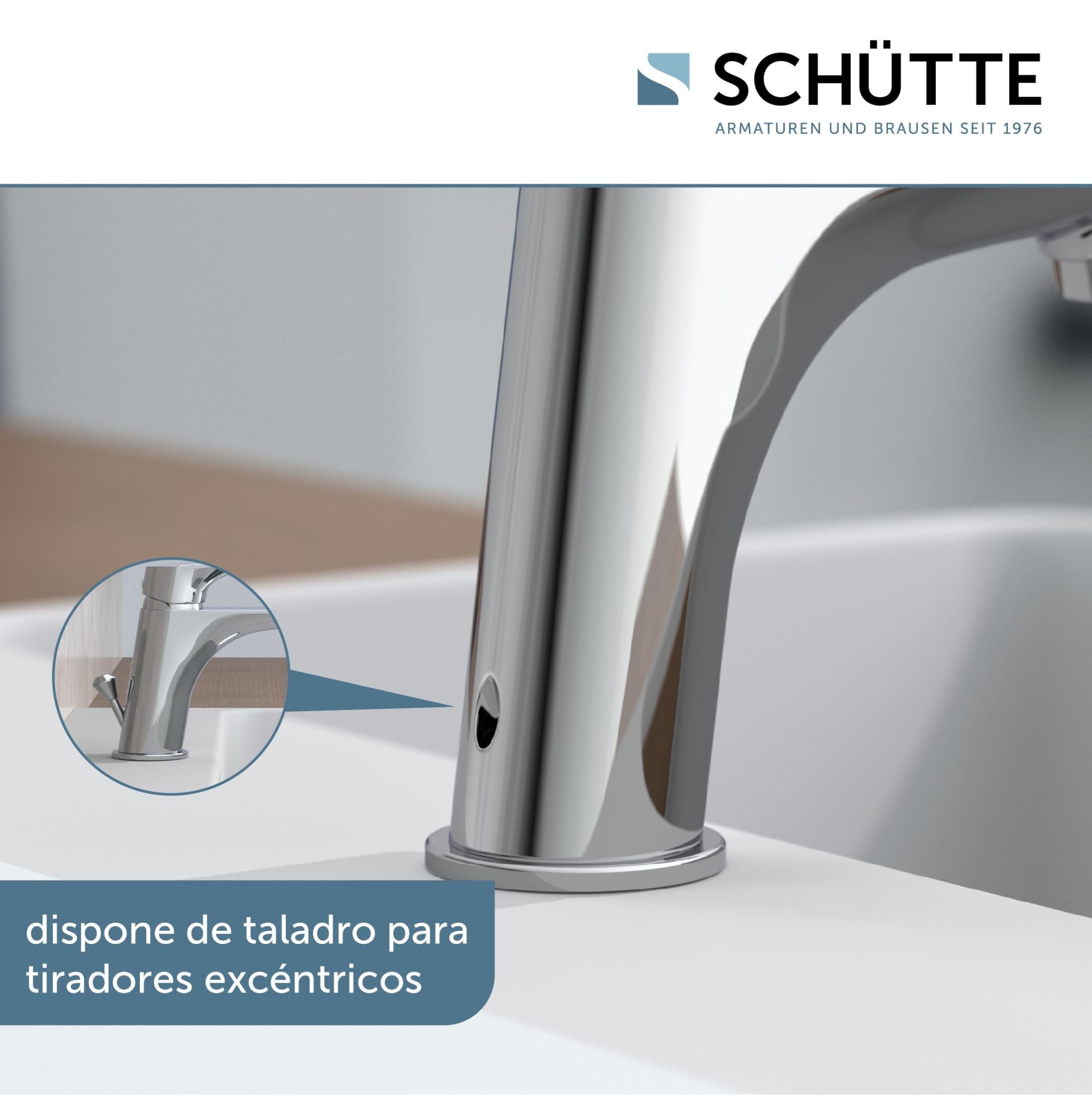 SCHÜTTE Grifo de Baño Cromado BOSTON, Mezclador de Lavabo Moderno con Desagüe Automático