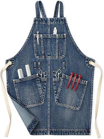 Jeanerlor Work Jean Apron for Women and Men Adjustable S-XXL Denim Blue