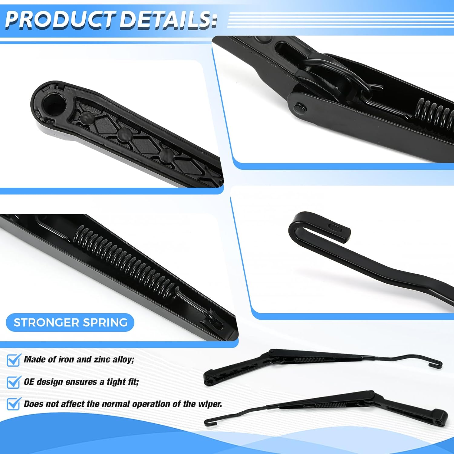 Front Windshield Wiper Arm Pair Kit Fit Compatible With Chevy S10 Pickup 94-04