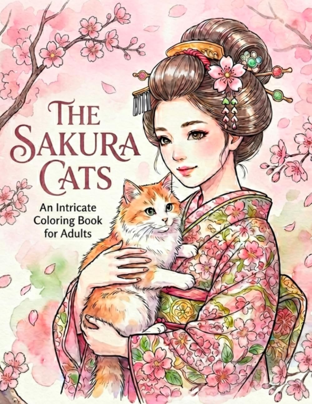 THE SAKURA CATS: An Intricate Coloring Book for Adults
