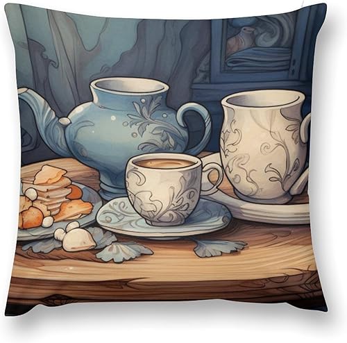 Miniatura 2 de Pillowcase Coffee Kitchen Cojines Decorativos para Sala Coffee Theme Decorative Pillowcase Square Cushion Cover for Bed Sofa Living Room 22 "x22