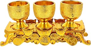 1 Set Buddhist Temple Worship Cup Mini Glasses Vintage Decor Candle Holder Decor Metal Cup smudging Bowl Temple offering offering Buddhist Supply