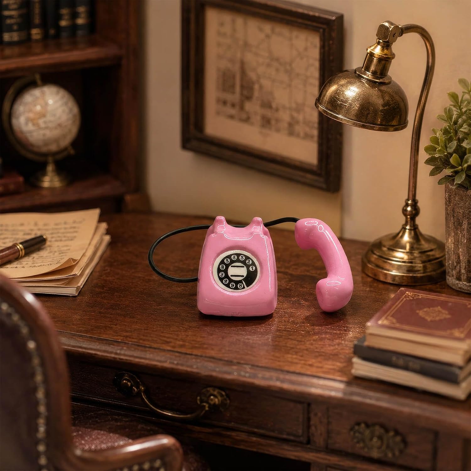 Miniature Rotary Telephone Alloy Decor for Vintage Room Scenes image 5