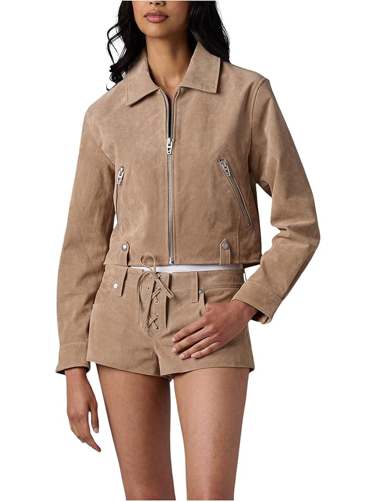 Beige Blank NYC Latte Frappe Real Suede Jacket