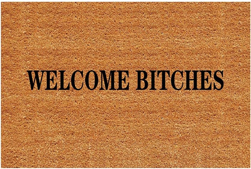 Welcome Bitches Welcome Door Mat Rubber Backing Non Slip Entry Rug Funny Doormat for Front Door Garden Kitchen Bedroom Decor 18"x30"