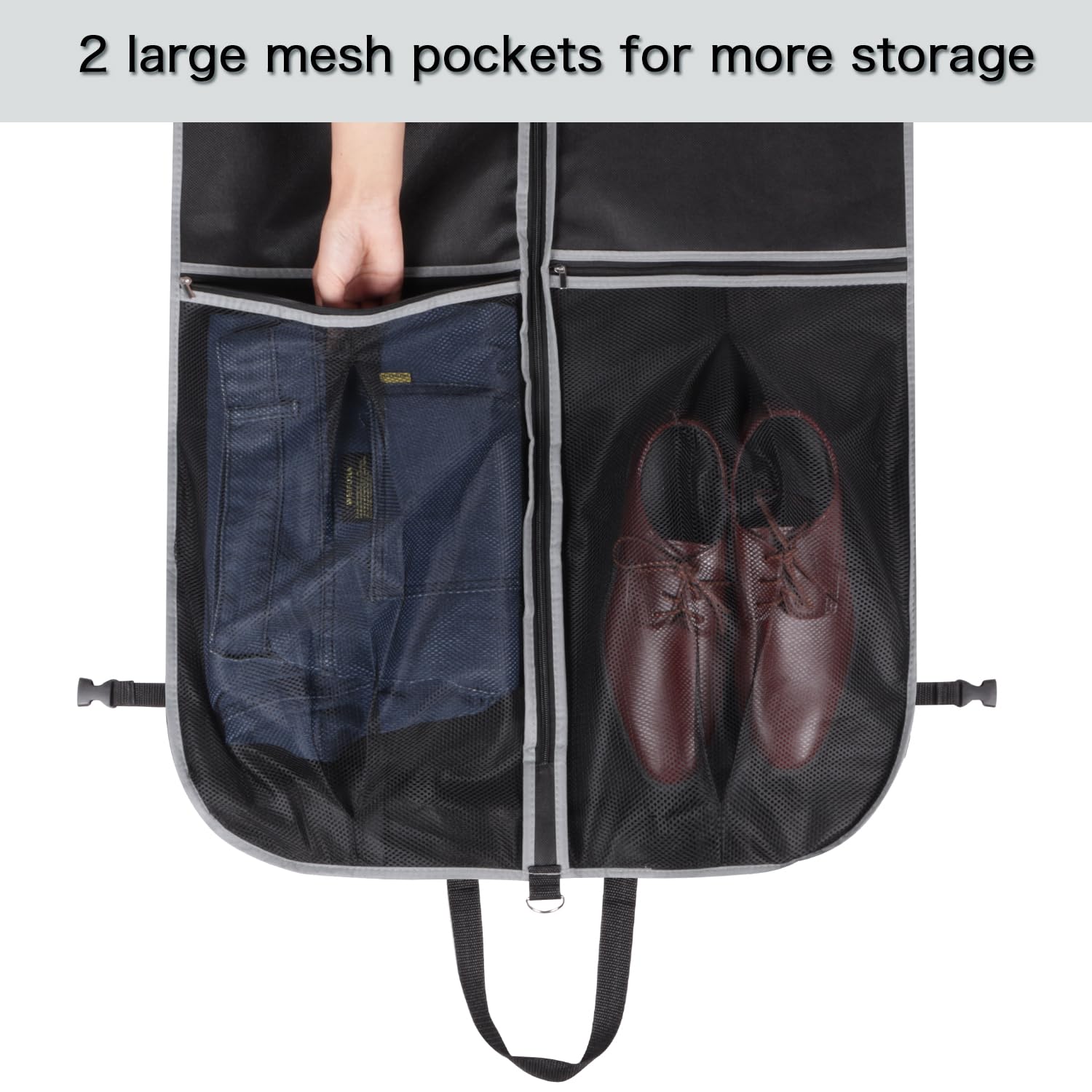 Zilink - Bolsa de ropa mejorada de 109 cm para traje, con refuerzo de 9,9 cm y hebillas estables, resistente, colgante, transpirable, plegable, protector de ropa de viaje y armario