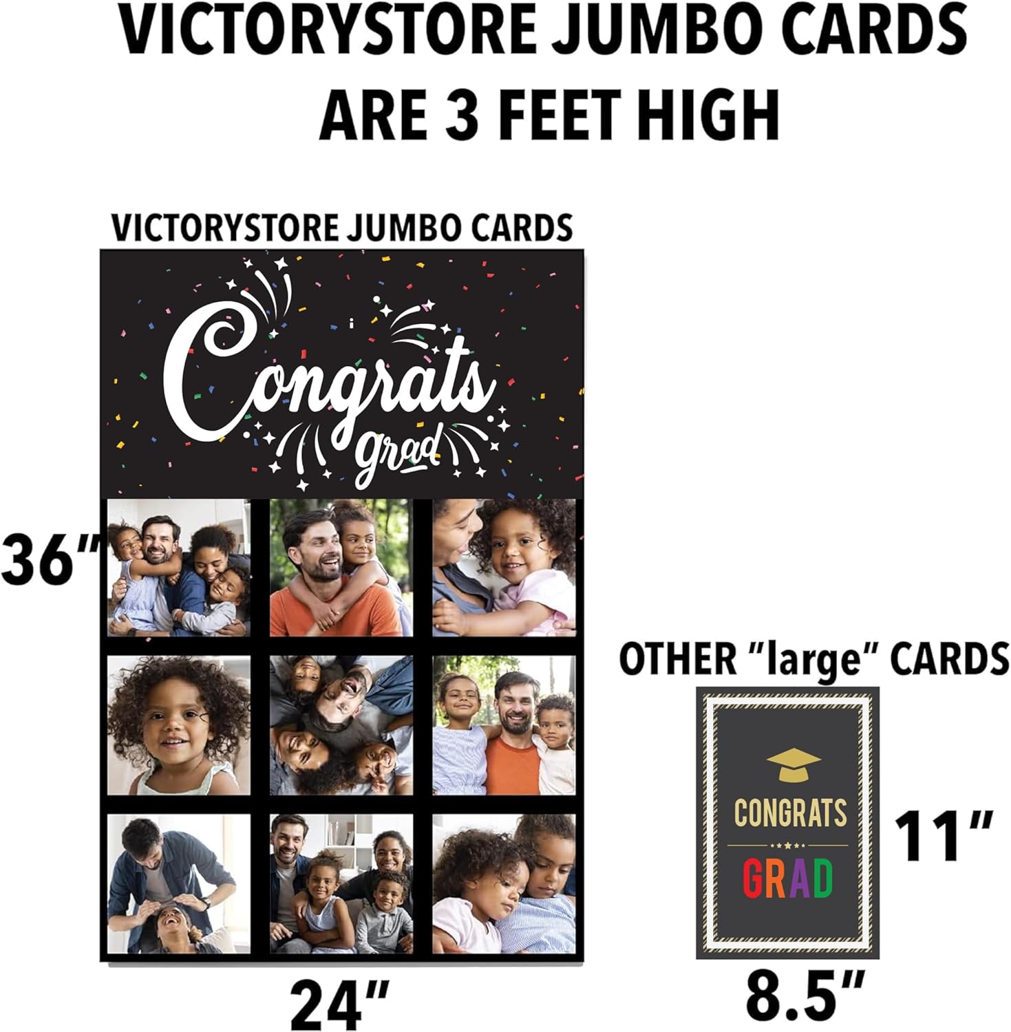 VictoryStore Jumbo 3 Foot Custom Graduation Card, Photo Graduation Card, 9 Photos, Custom Inside Text 2 feet x 3 feet Card