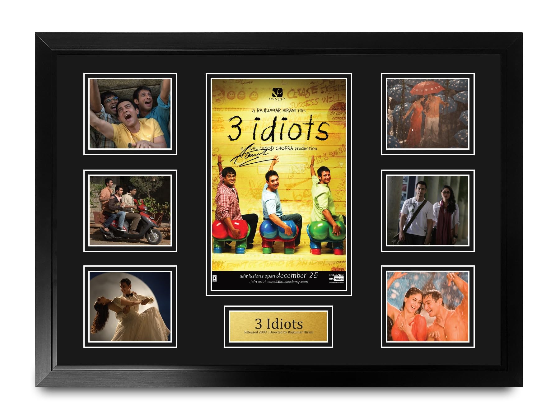 HWC Trading 3 Idiots Cartel de Cine Firmado A2 Deluxe Enmarcado