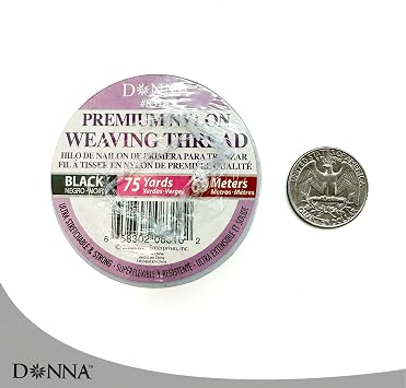 DONNA Premium Nylon Weaving Thread Spool, Black, 75 Yards, Stretchy Strong Sewing Cord, Weft Wig Braid Use