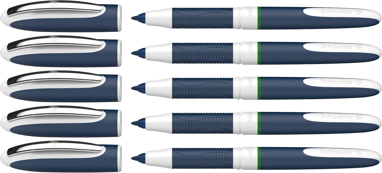 Schneider One Change Rechargeable Rollerball Pen, Box of 5, Green (183704)