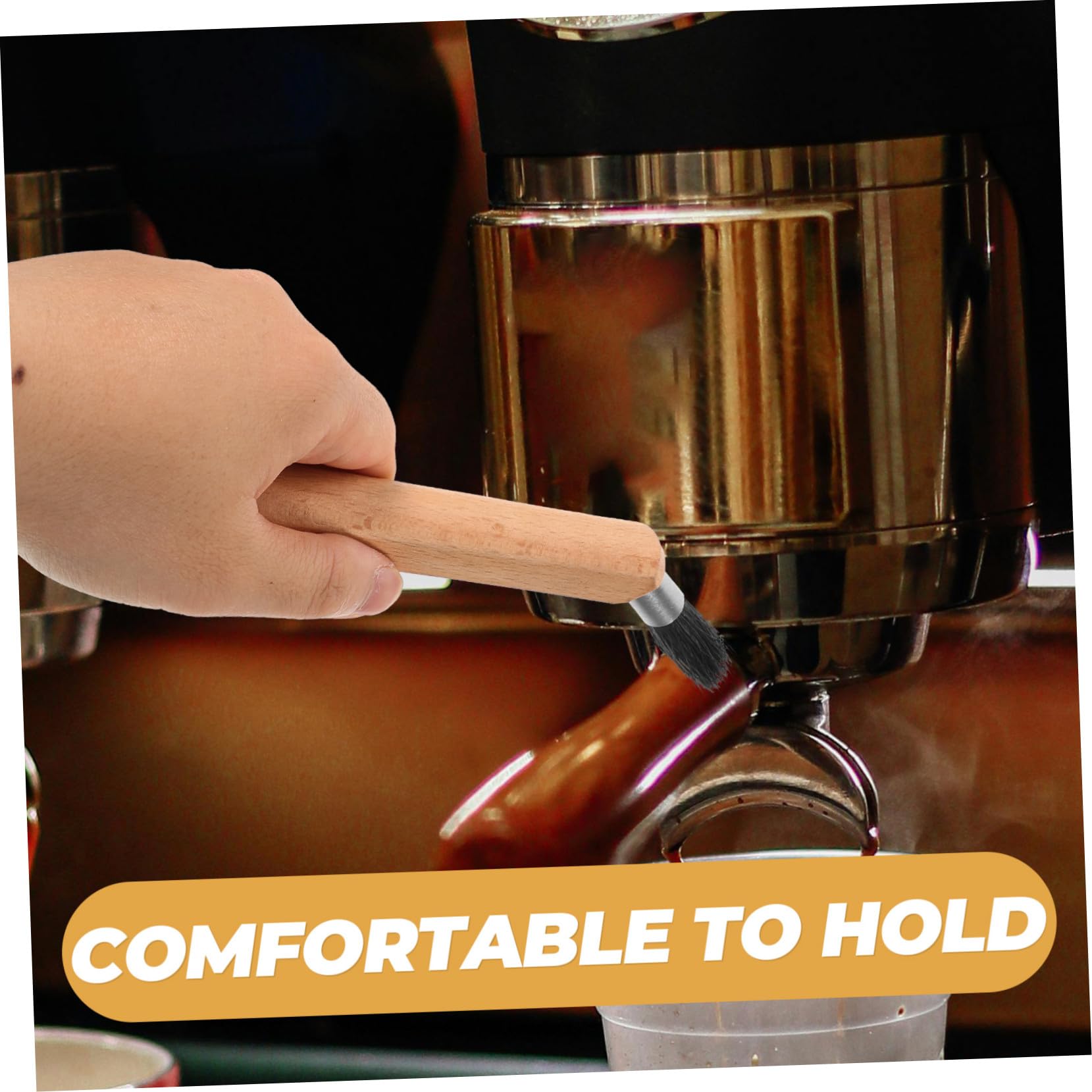 Cepillo De Limpieza Para Cafetera Espresso Redondo Pequeño Suave Profesional Para Cepillo Largo Para Limpiar Rebabas De Cafetera De Haya