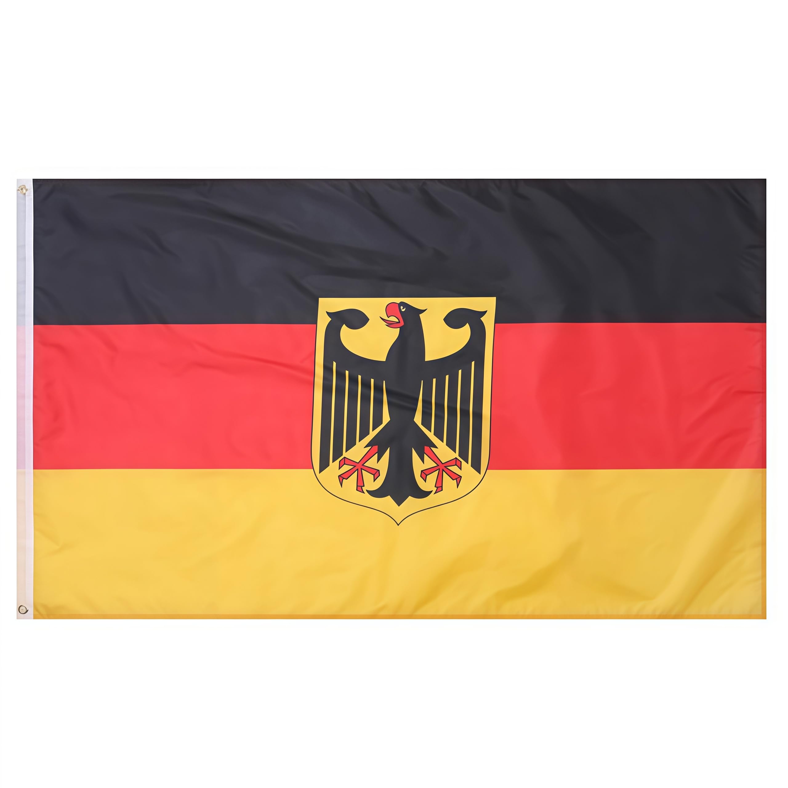Kezidhp Deutschland Flagge mit Adler 90x150 cm – Bundesadler Fahne aus wetterfestem Polyester mit 2 Metallösen, doppelt genäht für Sportevents und Feste - 1