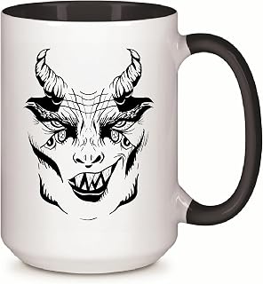 Gift for Monster Lovers Demon Face Design for All Ages 11oz 15oz Inner Color Accent Mug