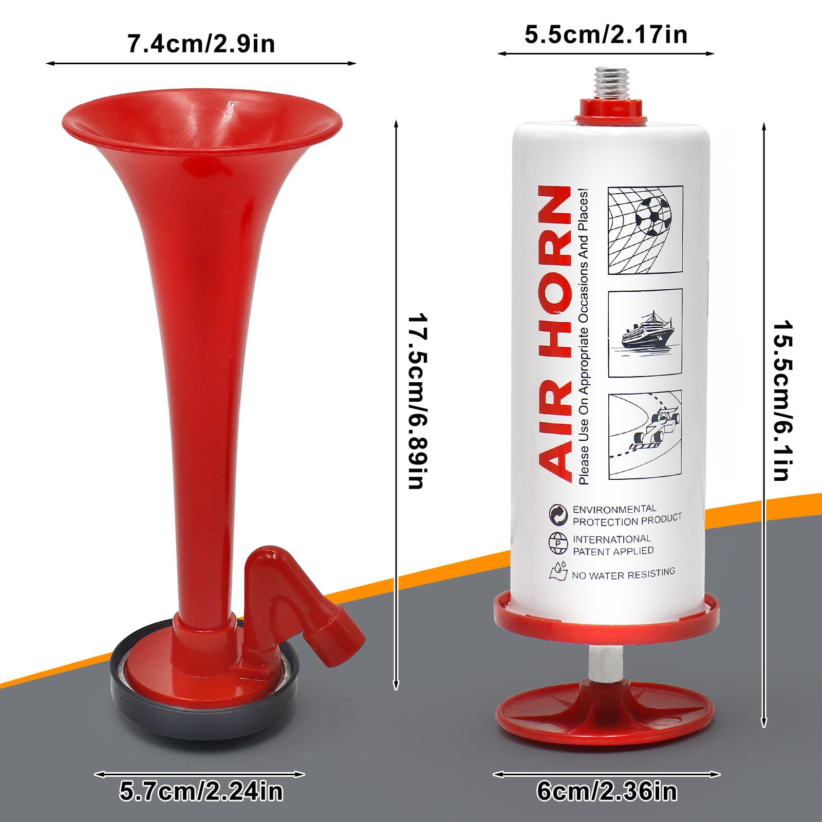 Tromba da Stadio, 2 Pezzi Trombetta da Stadio Forte, Tromba Nautica, Handheld Fanfare Air Horn Estremamente Forte, Trombetta da Stadio A Gas, Partite di Calcio, Eventi Sportivi