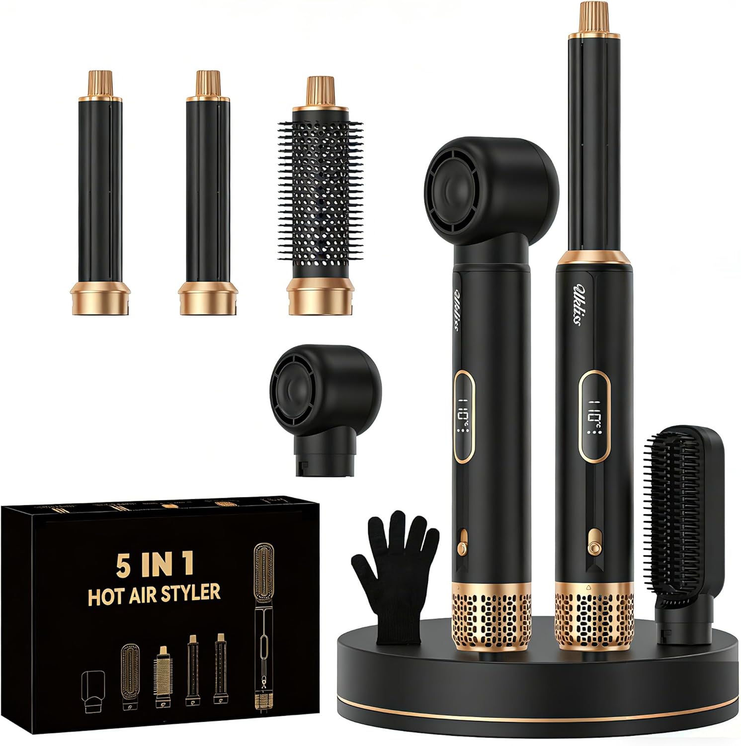 Ukliss Hair Dryer Brush,5 in 1 Blow Dryer Brush Upgrade Hot Air Brush Air Styler Support 110-120V, Professional Curling Wrap Negative Ion Hair Tools As A Gift for Straight/Curl/Drying/Smoothing