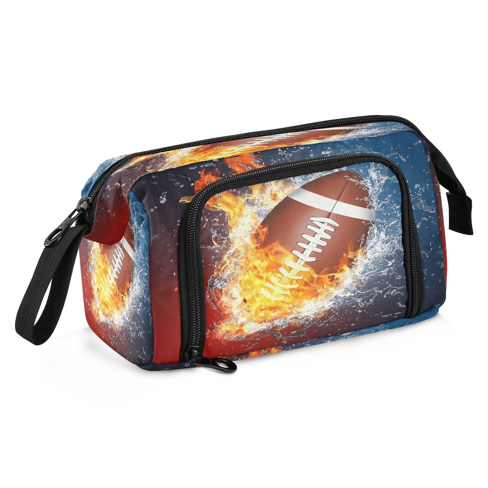 Mnsruu Big Capacity Pencil Case Football Fire Water Pouch Pen Case Pencil Box Stationery Bag Makeup Bag Office Organizer for Adults