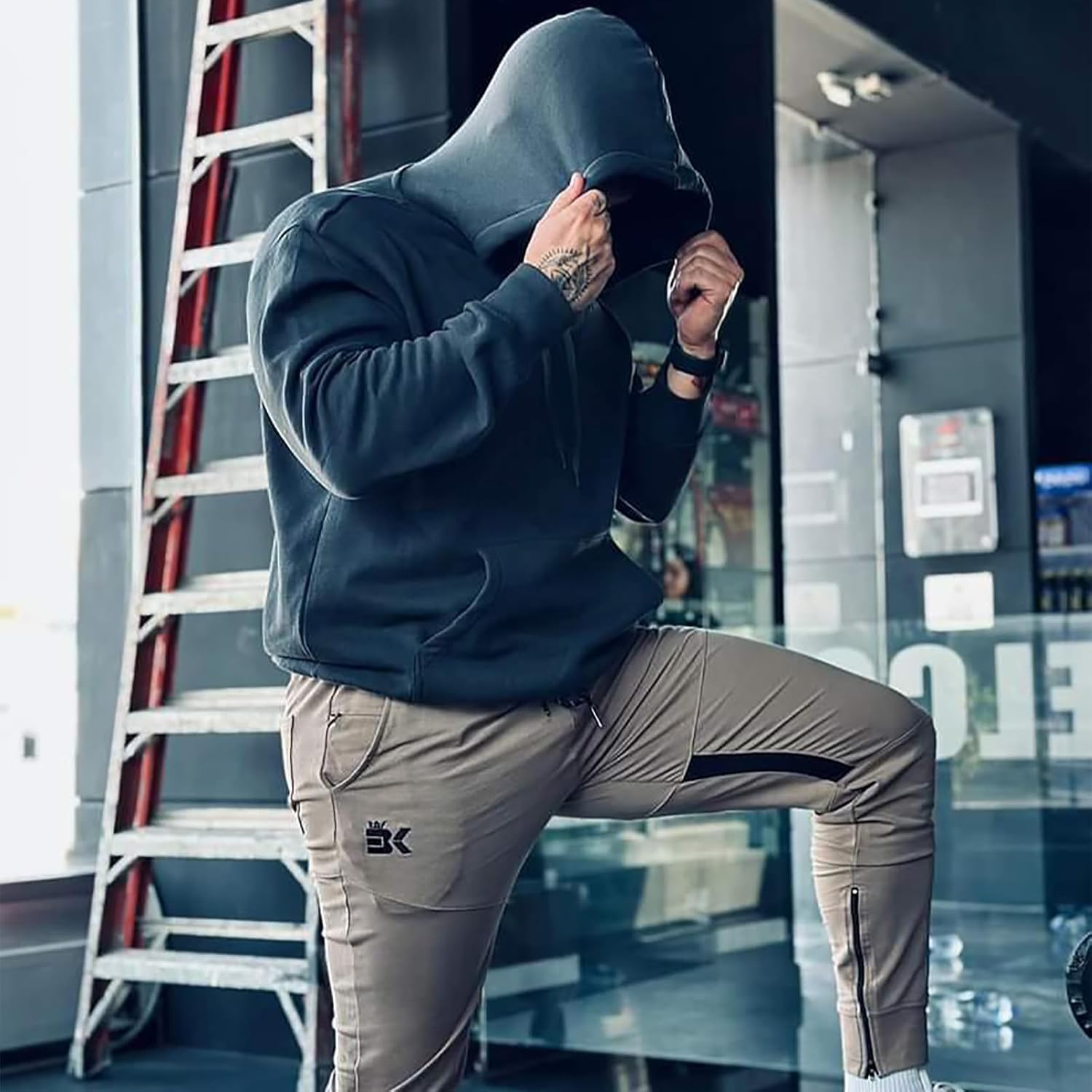 BROKIG Men Fitted Gym Sweatpants,Casual Slim Workout Jogger Pants with Zipper Pocket Bodybuilding Athletic Tapered Pants - Image 8