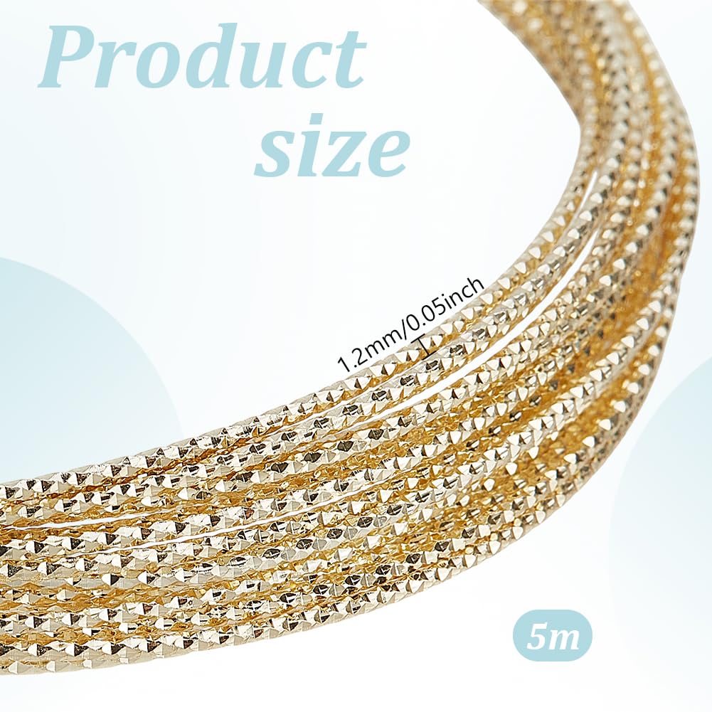 DELORIGIN 5m 14K Gold Plated Wire 17 Gauge Round Half Hard Bead Cord Copper Wire Soft Temper Brass Wire for Bracelet Necklace Charm Beading Craft Jewelry Making Findings Wrapping Gardening - Image 2