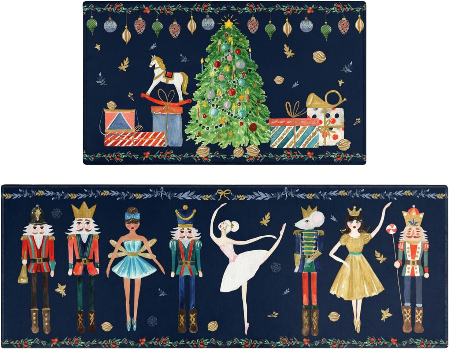 Xsinufn Merry Christmas Kitchen Rugs and Mats Set of 2