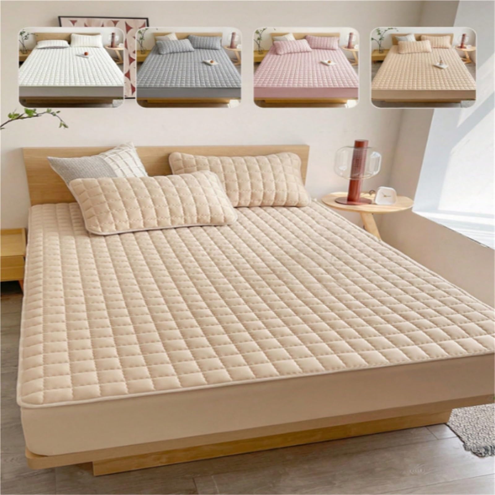 1 Funda de colchón, Protector Color sólido, Integral for un sueño cómodo sin Almohada para ColchóN(Pink,152x203cm)