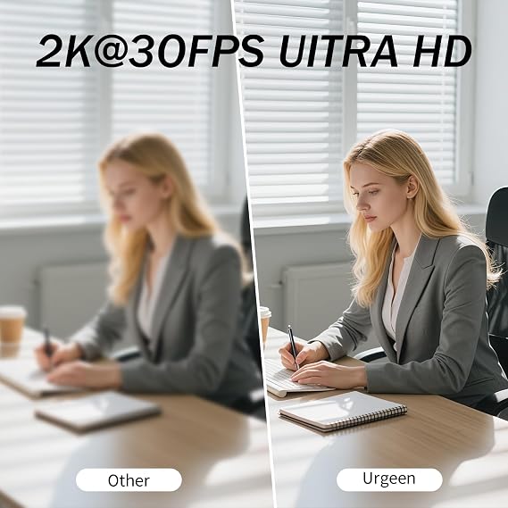 2K HD Webcam for PC and Laptop | Auto Focus, 360° Adjustable Camera, Built-in Noise Cancelling Microphone, 3-Color Touch Lighting