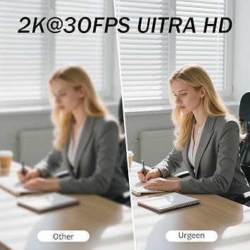 2K HD Webcam for PC and Laptop | Auto Focus, 360° Adjustable Camera, Built-in Noise Cancelling Microphone, 3-Color Touch Lighting