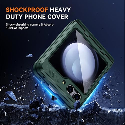 Miniatura 6 de Funda para Samsung Galaxy Z Flip 5 con función atril oculta y protección de bisagra, protector de pantalla pequeño integrado y mango antideslizante,