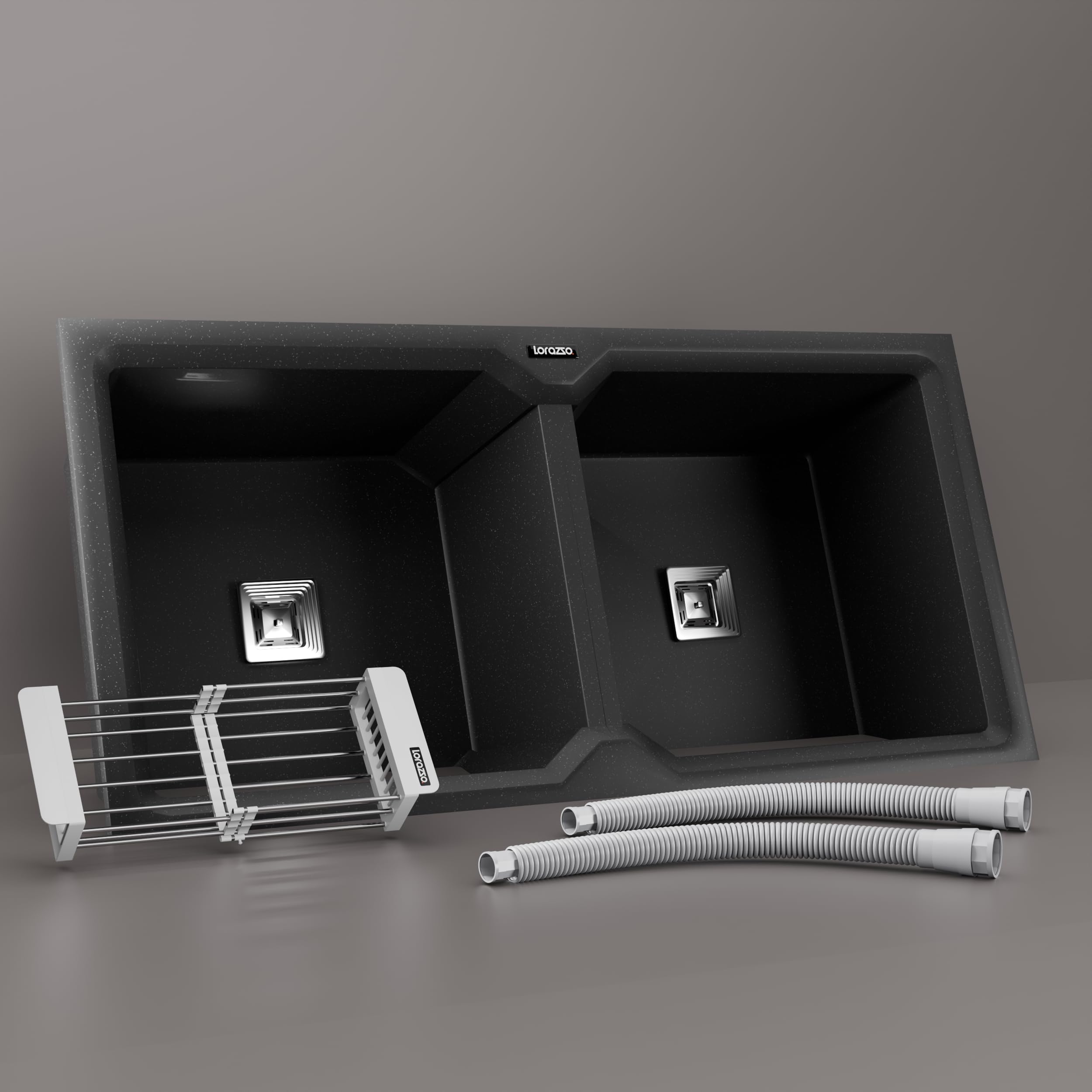 Lorazzo Quartz Kitchen Sink - Midnight Black -8