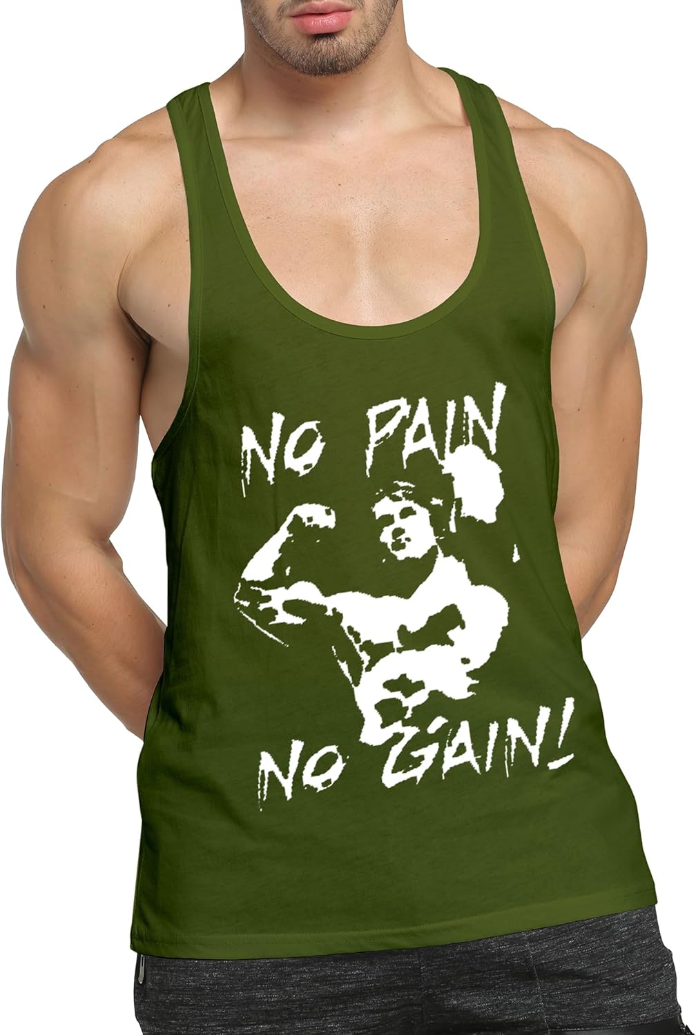 GYMLEADER Men's Tank Top Workout Gym Muscle Shirt Y Back Fitness Bodybuilding Stringer Shirt - Image 2