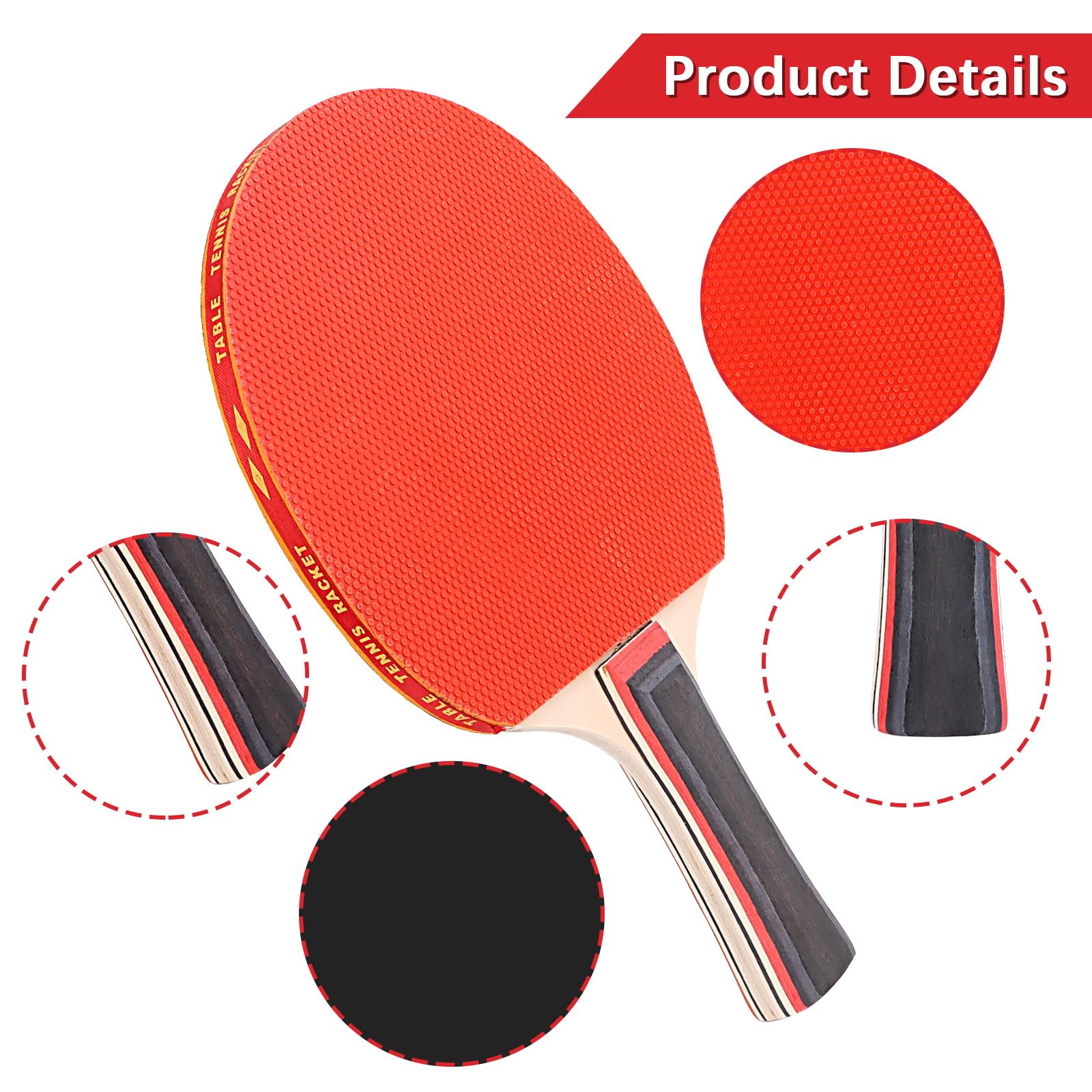 Racchette Ping Pong Racchette Ping Pong Professionale Set da con 2 Racchette 3 Palline 1 Borsa Portatile per Adulti Bambini