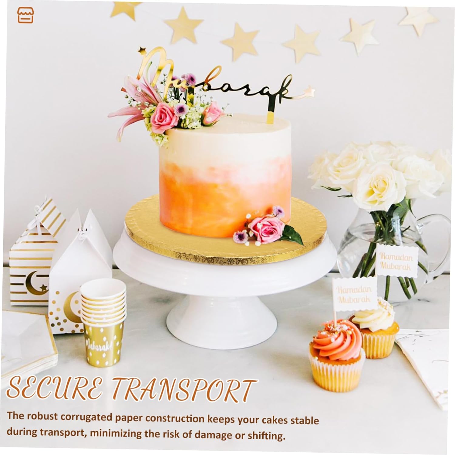 Gold Cake Board Set of 10 12 Round Cake Drums Food-Grade Paper Base for Parties and Events