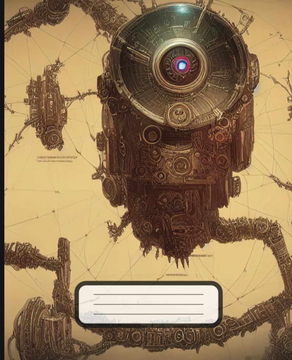 Composition Notebook Gears and Ink: AI cover design | Wide ruled | 7.5"x9.25" | 100 pages