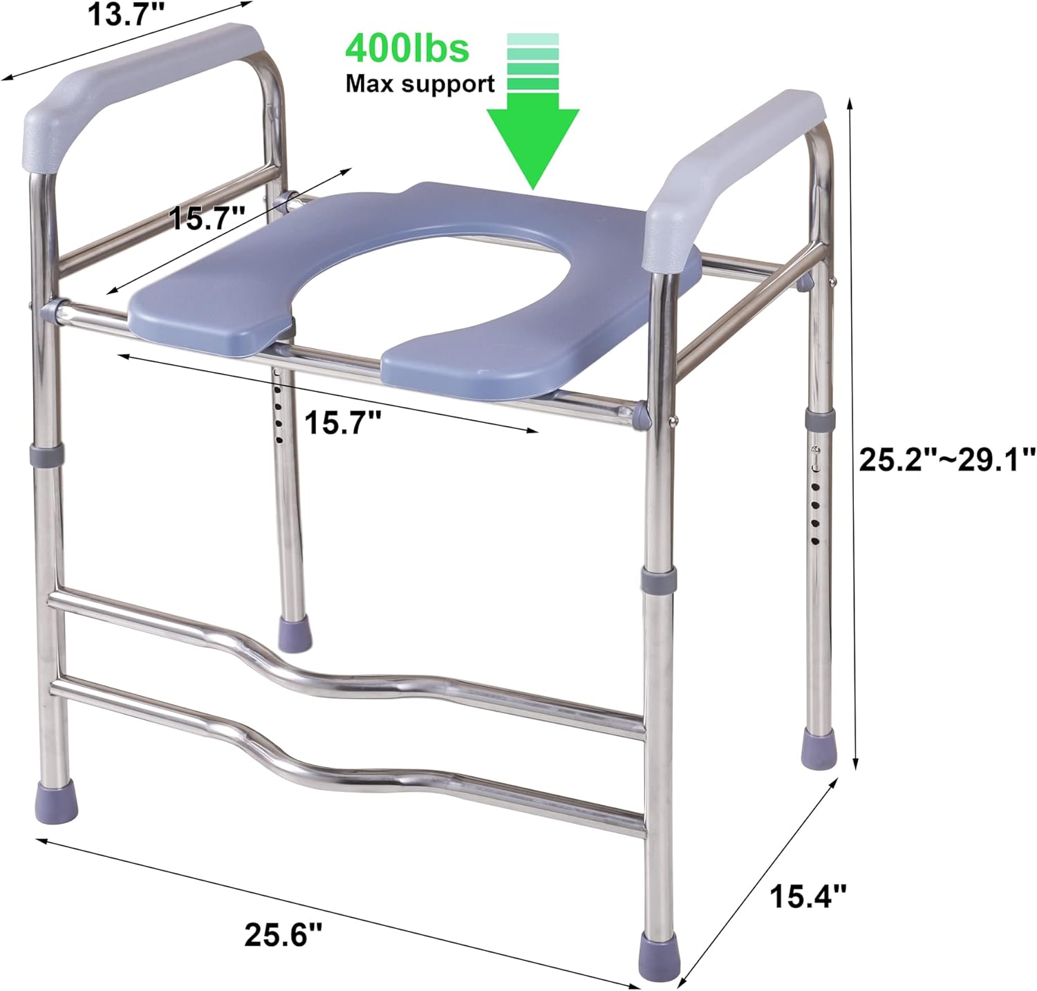 Buy Raised Toilet Seat with Handles 400lbs, Bathroom Stand Alone Toilet