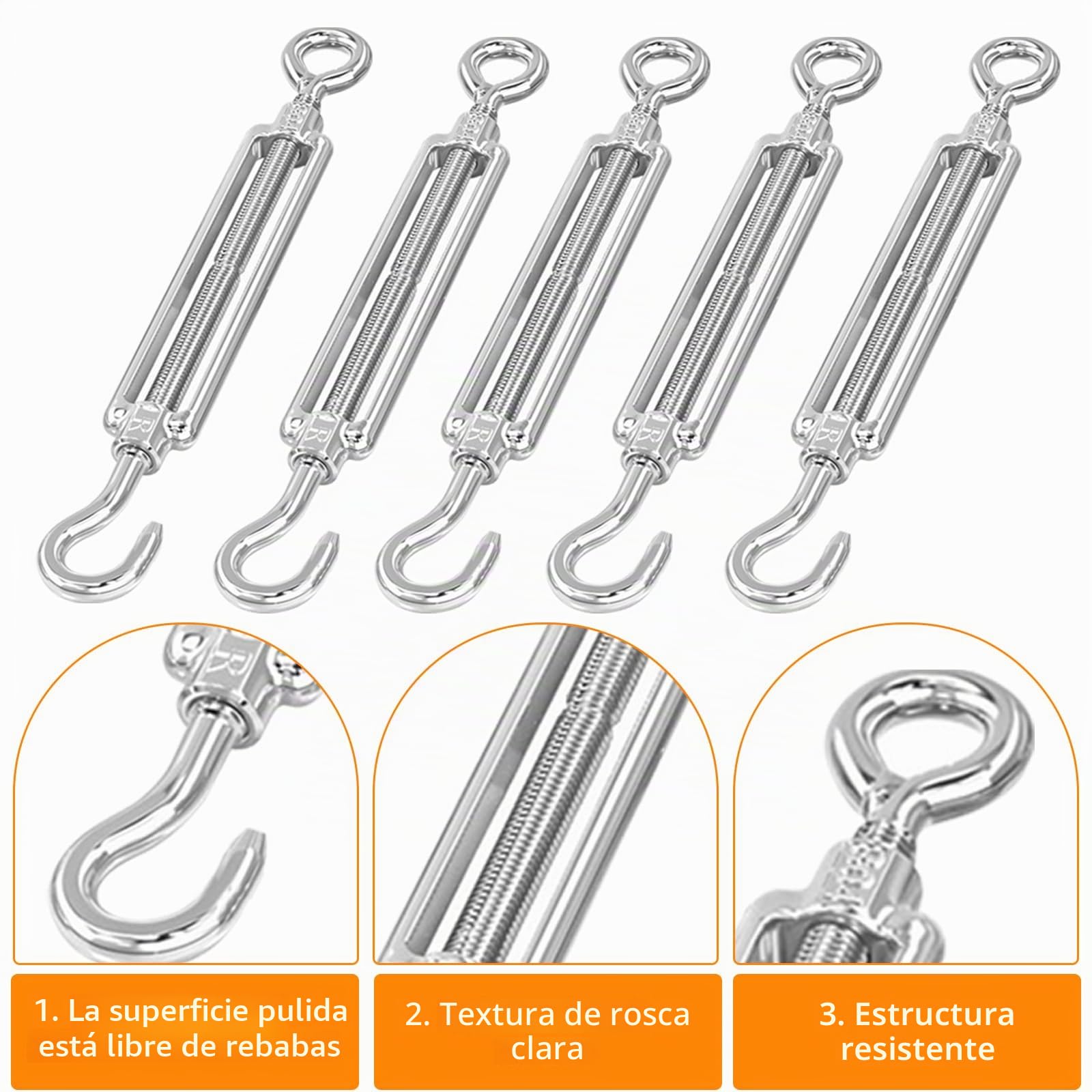 50m Cable Acero Inoxidable,Kit de Cables de Acero Inoxidable para Colgar,Tensor Cable Acero para Luces de Cadena Tendederos y Cuerdas para Colgar Cortinas