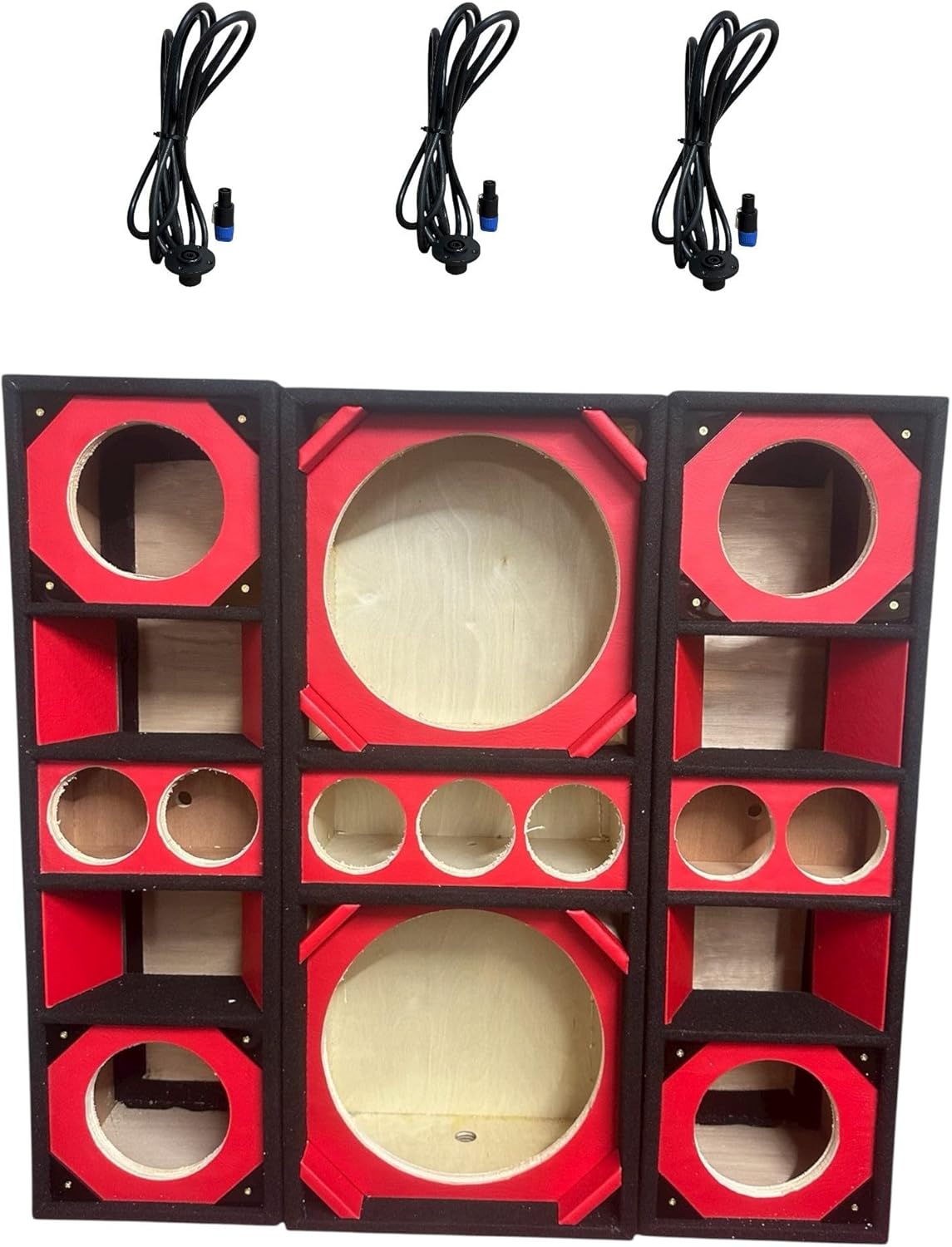 12" Brazilian Style Chuchera Speaker Box for Two 12" Speakers & Three 4" Tweeters Vented Enclosure for Car and Two 8'' LA Driver Box