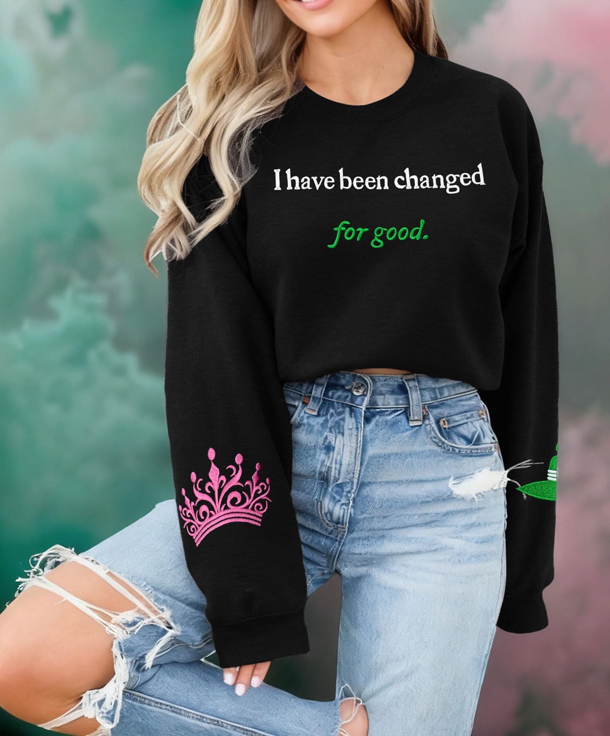 LOTUCY Witch Musical Embroidery Sweatshirt Women Witch And Princess Musical Movie Fans Shirt Gifts Halloween Pullover Tops - Image 2