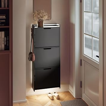 SoBuy Wall Mounted Shoe Cabinet with Motion Sensor LED Light