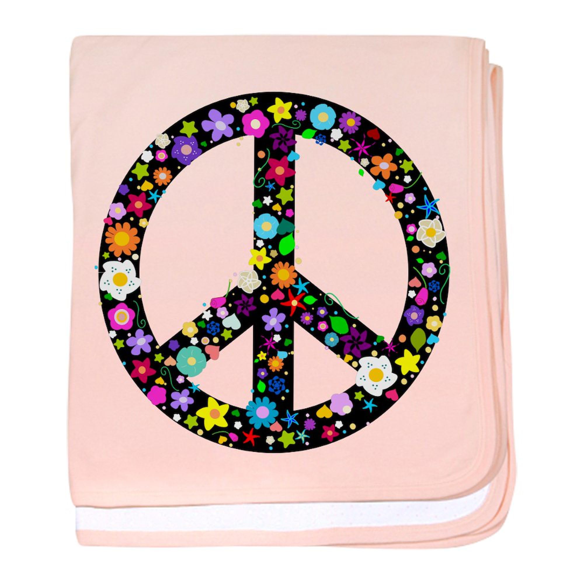 CafePress Hippie Flowery Peace Sign Baby Blanket, Super Soft Newborn Swaddle