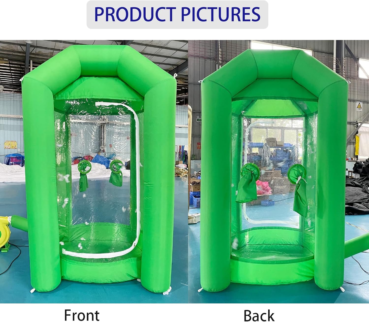 SAYOK Inflatable Money Machine Booth Inflatable Cash Cube Machine with Air Blower for Event, Promotion (Green, 4.92ft x 4.92ft x 8.2ft)