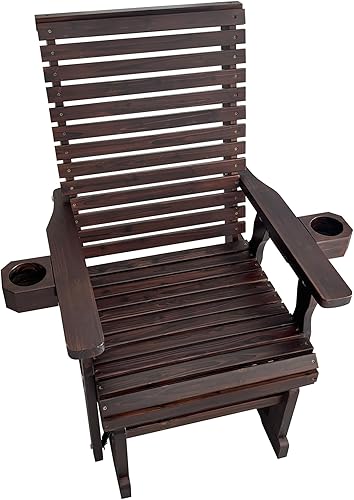 Miniatura 9 de Fortune Candy Planeador de madera para patio para una persona, con respaldo alto y asiento contorneado profundo, madera de abeto maciza, resistente