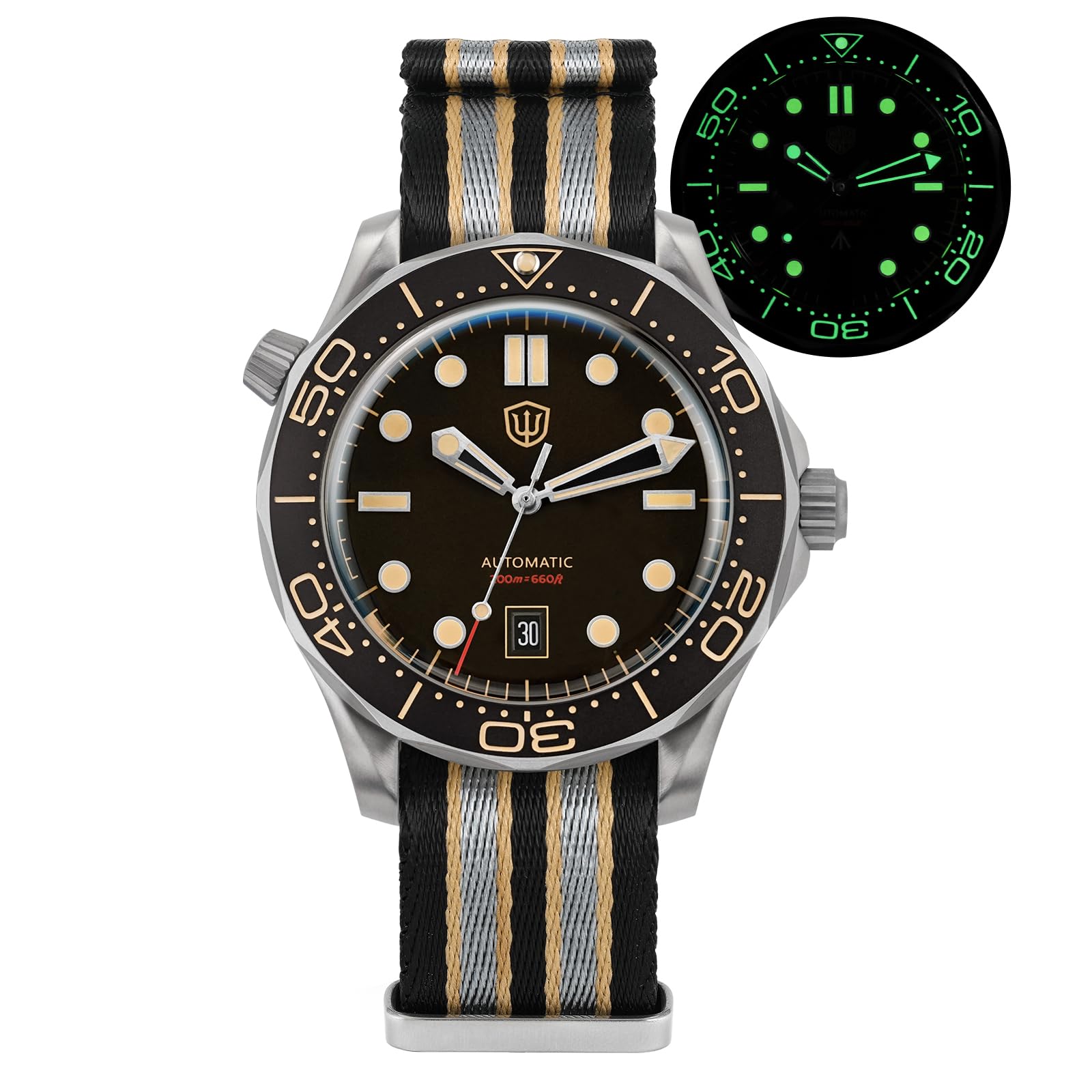 Tactical Frog Watchdives WD007 Sea Ghost NTTD Reloj de Buceo para Hombre, 39/42 mm arqueado Zafiro Cristal Titanio/Caja de Acero 316L Relojes automáticos para Hombres, 200 M Resistente al Agua