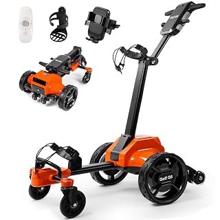 tianhong G5 Electric Golf Cart, Electric Golf Caddy That Follows You, Anti-Tipping, 45H Battery, All-Terrain (Remote/APP/Manual Control), Folding Design, Black+Orange - Amazon product rated Grade A