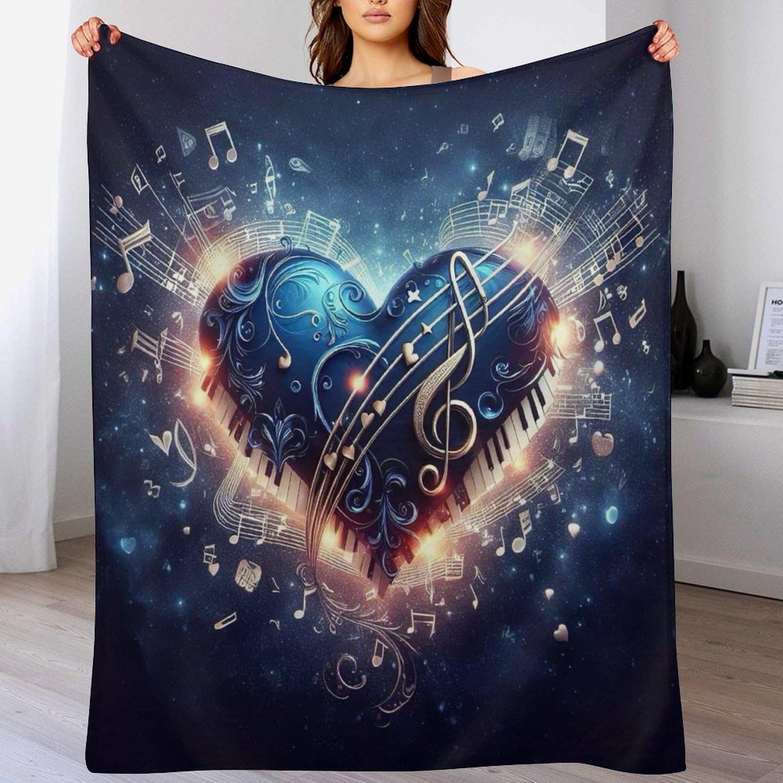 Couverture lit en flanelle motif musique pour vos soirées cocooning