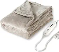 Tefici Cobertor aquecido elétrico, super aconchegante e macio de flanela de 2 camadas 127 x 152 cm, manta aquecida com 3 níveis de aquecimento e 4 horas de desligamento automático, lavável na máquina,