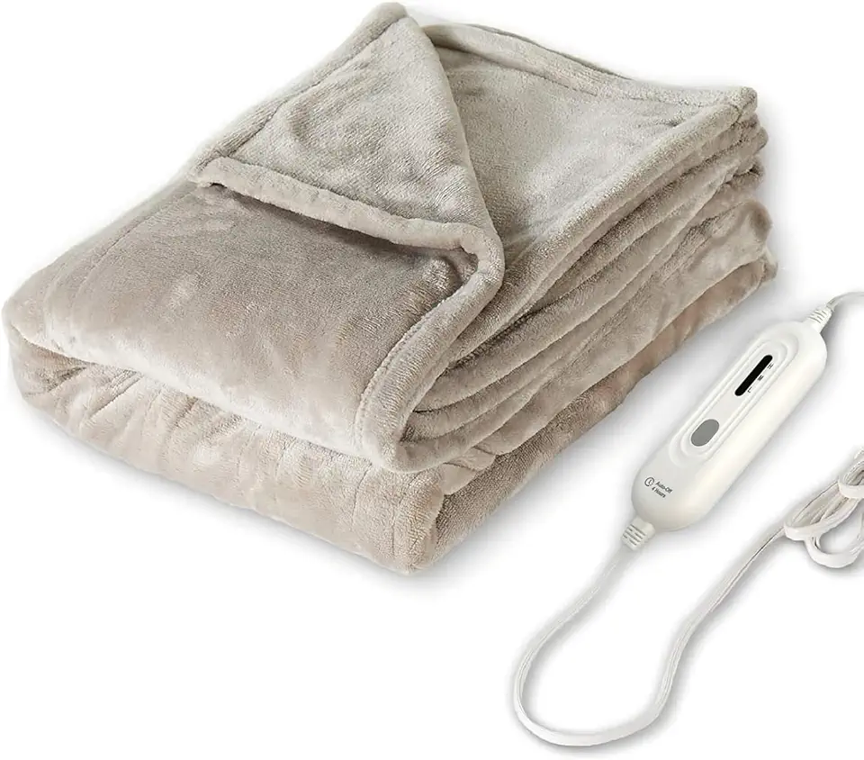 Tefici Cobertor aquecido elétrico, super aconchegante e macio de flanela de 2 camadas 127 x 152 cm, manta aquecida com 3 níveis de aquecimento e 4 horas de desligamento automático, lavável na máquina,