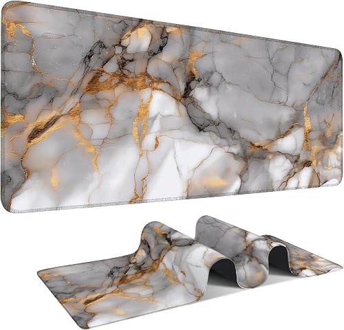 Marble Extended Gaming Mouse Pad 31.5x11.8inches Large Desk Mat Anti-Slip Rubber